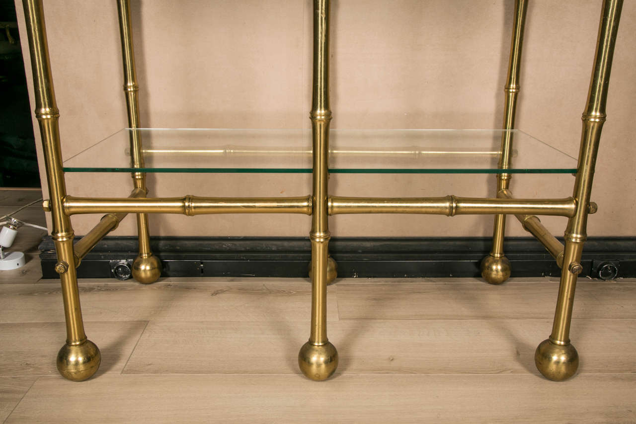 1950s Pair of Gilt Bronze Shelves in Faux Bamboo In Good Condition In Saint-Ouen, FR