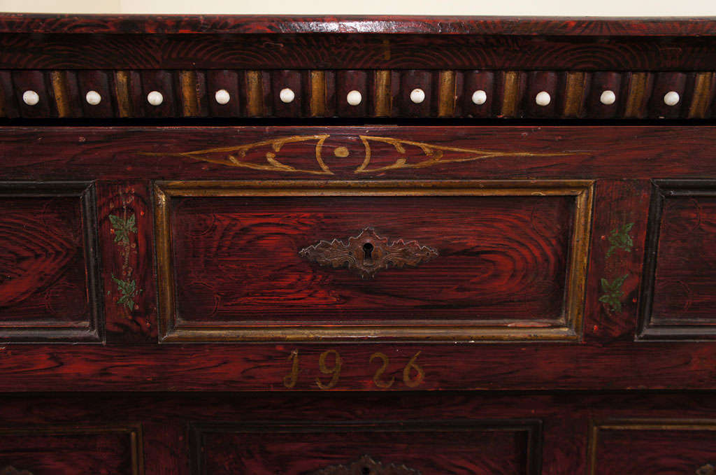 19th Century Pine Chest of Drawers in Original Decorative Paint