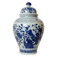 Blue and White Porcelain Covered Vase