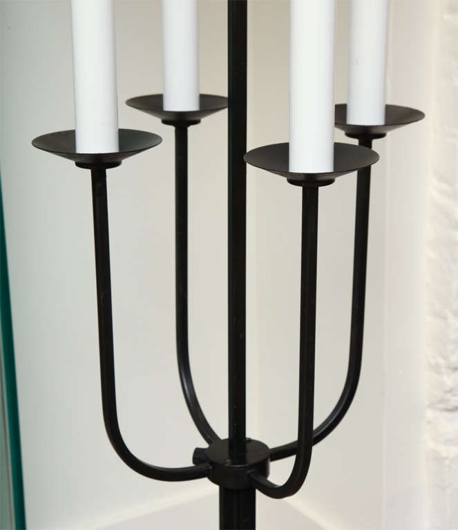 Iron Candelabra Floor Lamp by Tommi Parzinger, c. 1950 In Fair Condition For Sale In New York, NY
