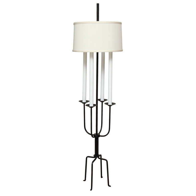 Iron Candelabra Floor Lamp by Tommi Parzinger, c. 1950 For Sale