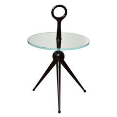 High Gloss Mahogany Tripod Drink Table, Italian  c. 1960