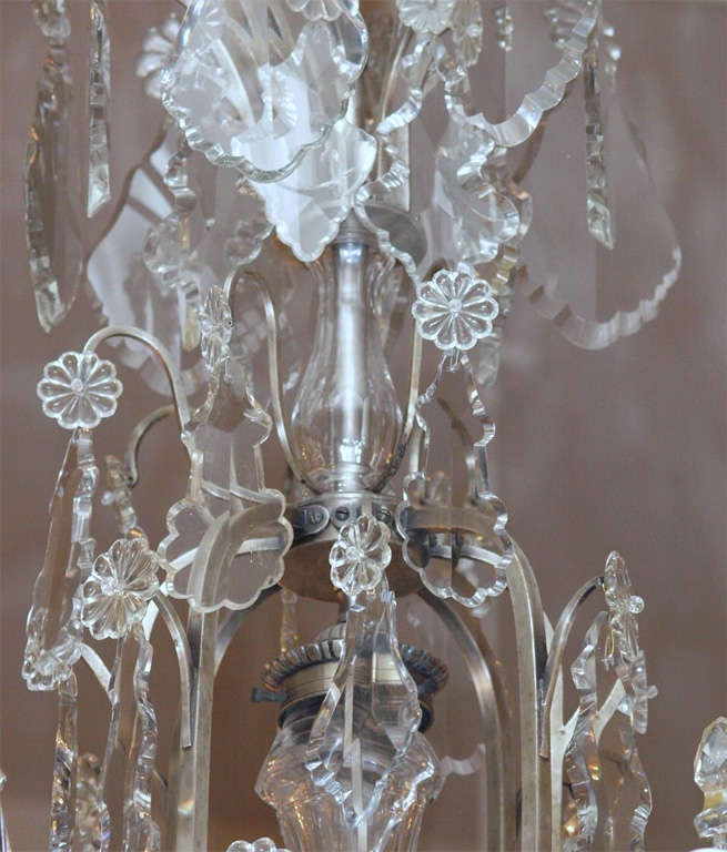 19th Century Antique French Baccarat Crystal and Silvered Bronze Chandelier