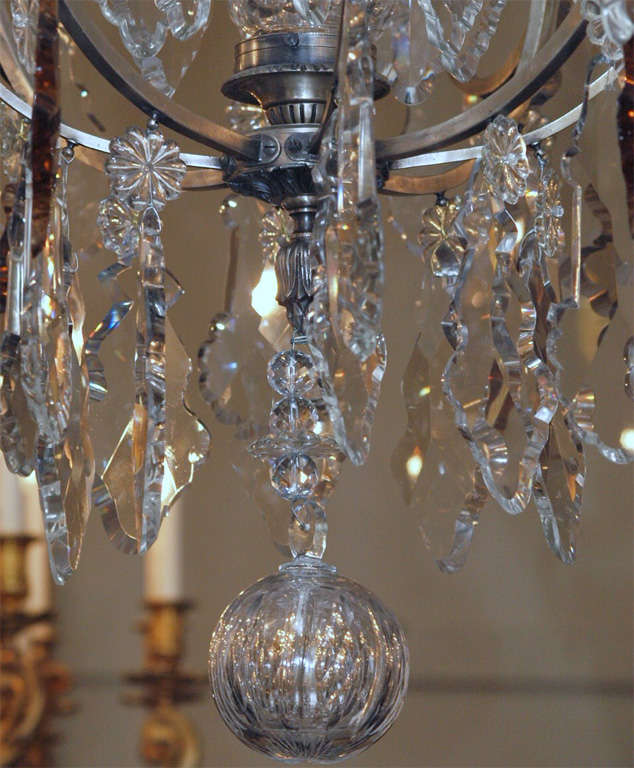 Antique French Baccarat Crystal and Silvered Bronze Chandelier 2
