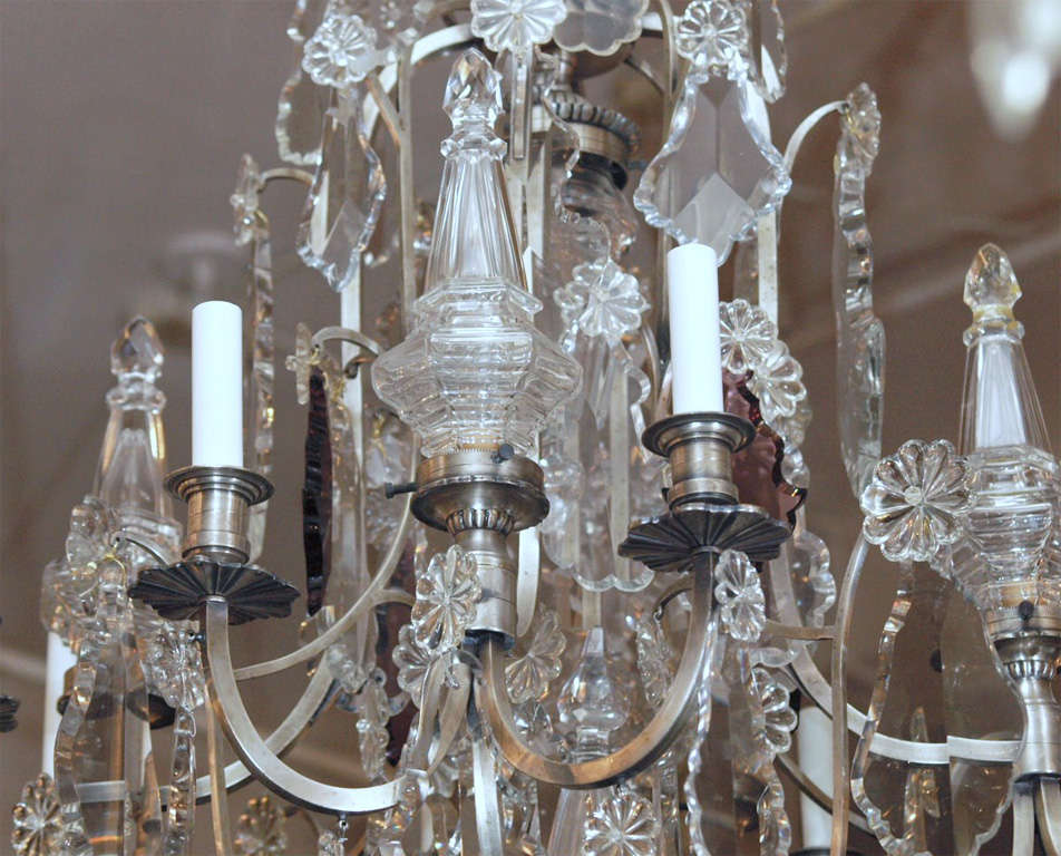 Antique French Baccarat Crystal and Silvered Bronze Chandelier 4