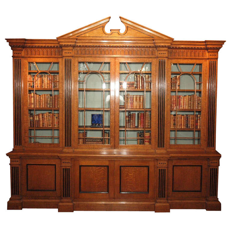 Antique British 19th Century Library/ Breakfront Bookcase at 1stDibs