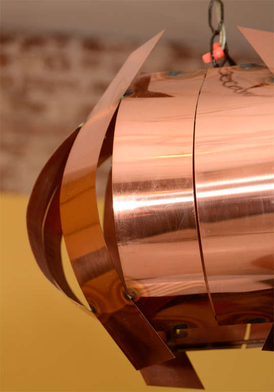 Mid-Century Modern Sculptural Modernist Copper Pendant Light Fixture For Sale
