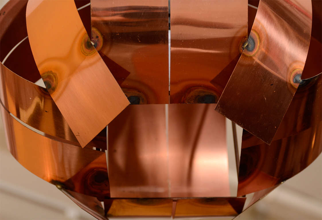 20th Century Sculptural Modernist Copper Pendant Light Fixture For Sale