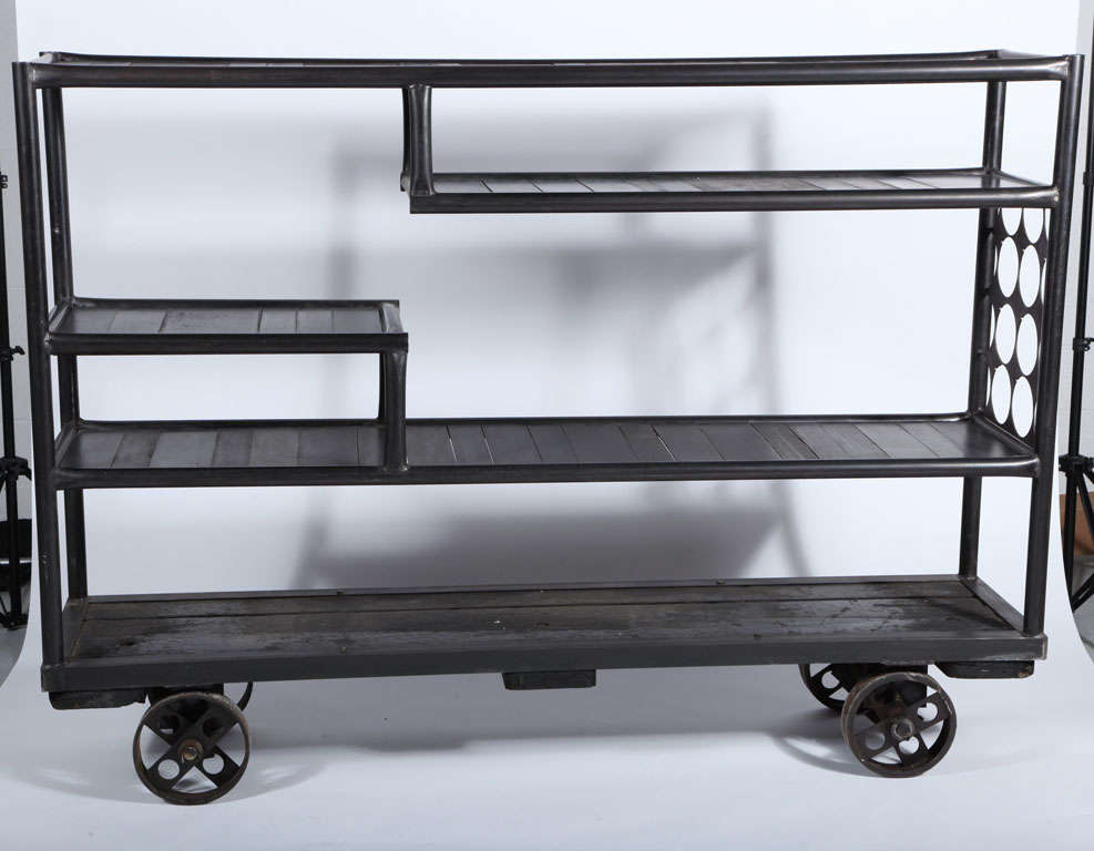 Mid-Century Modern Mid-Century Industrial Rolling Shelf Cart