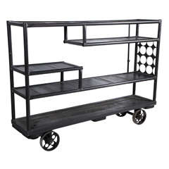 Mid-Century Industrial Rolling Shelf Cart