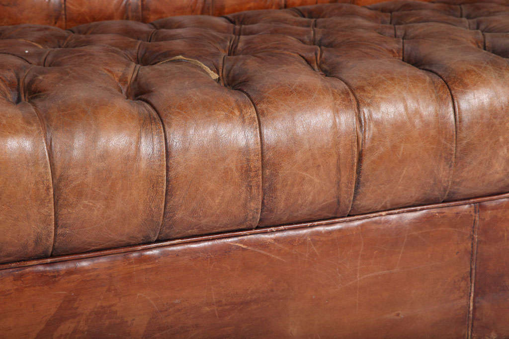 Mid-20th Century Leather Tufted Chesterfield Sofa