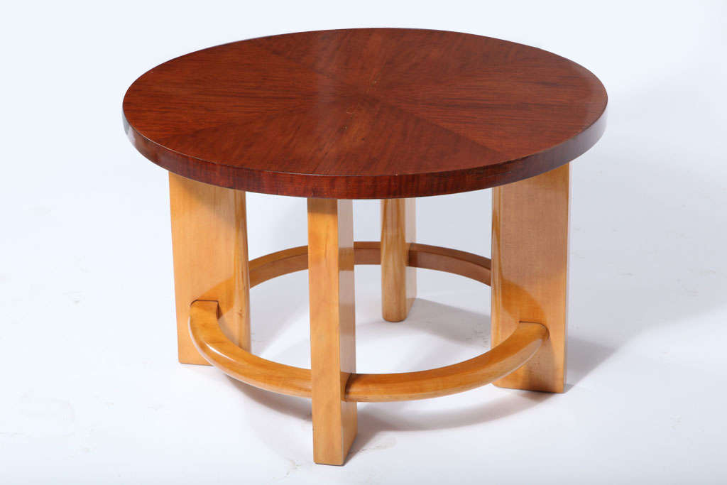 Pristine Art Deco side table, maple legs with ribbon figured mahogany veneer top.

Not available for sale or to ship in the state of California.