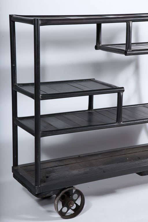 MidCentury Industrial Rolling Shelf Cart at 1stdibs