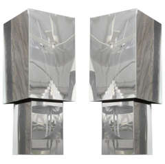A Pair of  1970's polished nickel Architectural Sconces