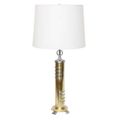 1930s American Modernist Brass and Nickel Table Lamp 10