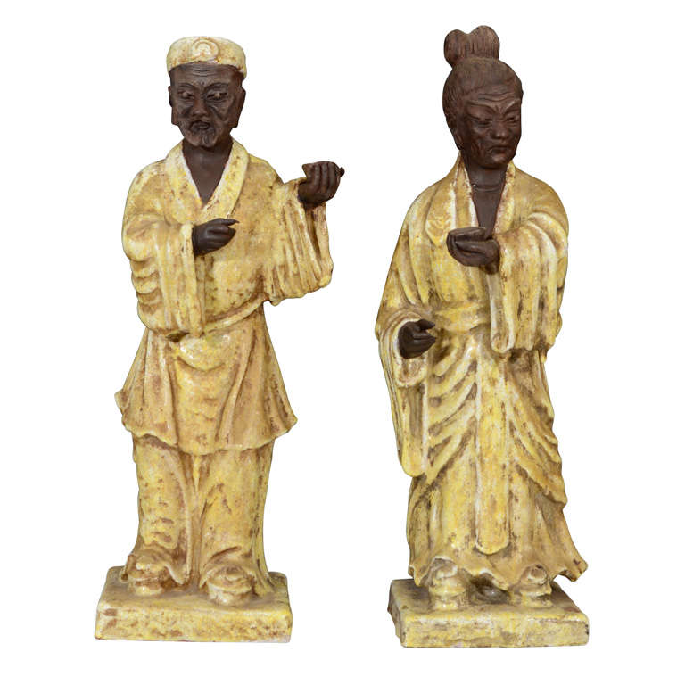 Pair of Mid Century Asian-Inspired "Sage" Figures by Fantoni For Sale