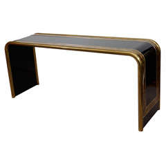 Mid Century Acid Etched Waterfall Console Table by Mastercraft