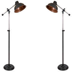 Pair of Mid Century Industrial Articulated Floor Lamps