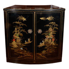 Vintage Art Deco Chinoiserie Bar with Fold Out Surface