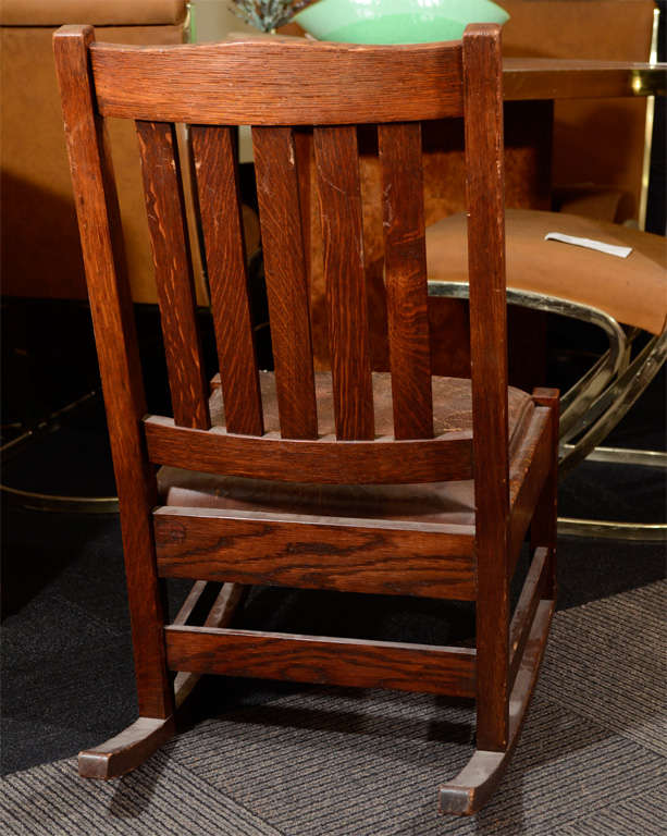 Wood Antique Arts and Crafts Rocking Chair by Stickley
