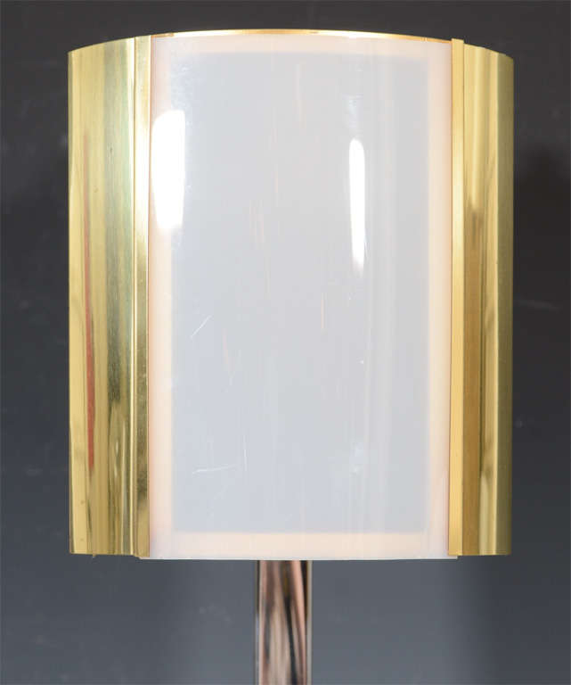 Modern Pair of Charles Hollis Jones Lucite and Two-Tone Metal Lamps