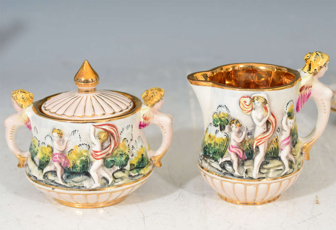 Vintage Italian Capodimonte Tea or Espresso Service for Six For Sale at