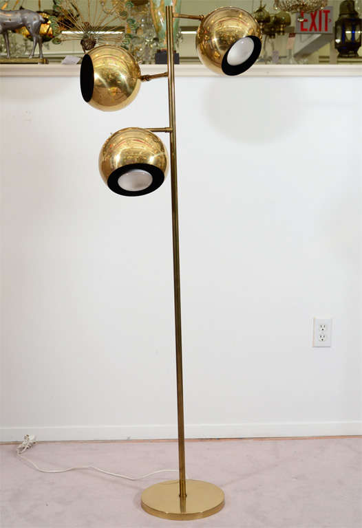 Mid Century Brass Floor Lamp with Globe Lights at 1stDibs | brass mid ...