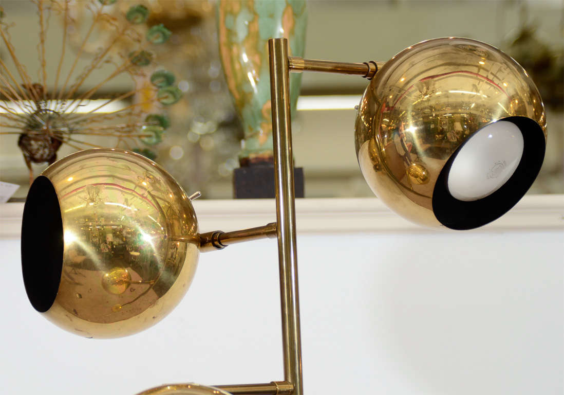 Mid Century Brass Floor Lamp with Globe Lights at 1stDibs | brass mid ...