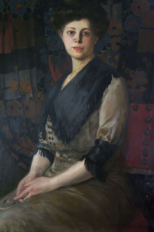 Oil on Canvas Portrait of a Lady by Rudolf Carl Mueller, circa 1905 In Excellent Condition For Sale In Alexandria, VA