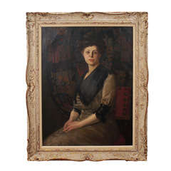Oil on Canvas Portrait of a Lady by Rudolf Carl Mueller, circa 1905
