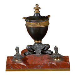 Italian Bronze and Marble Inkwell