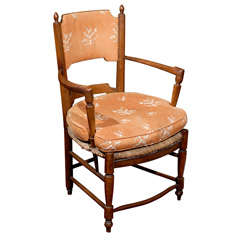 Rush Seat Arm Chair w/ Custom Upholstery