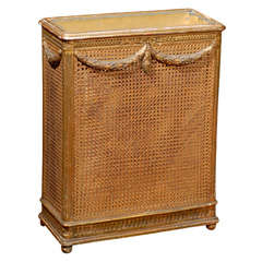 Antique Louis XVI Style Cane and Gilt Wood Umbrella Stand