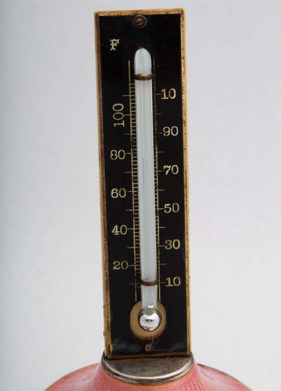 20th Century Unusual Sterling Silver and Enamel Thermometer