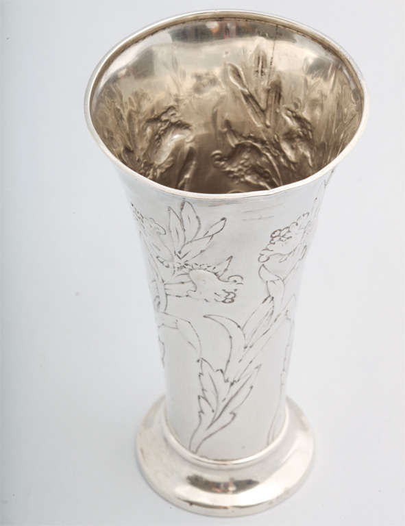 English Art Nouveau Sterling Silver Vase