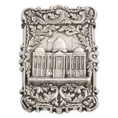 Historic Coin Silver Calling Card Case Depicting the US Capitol