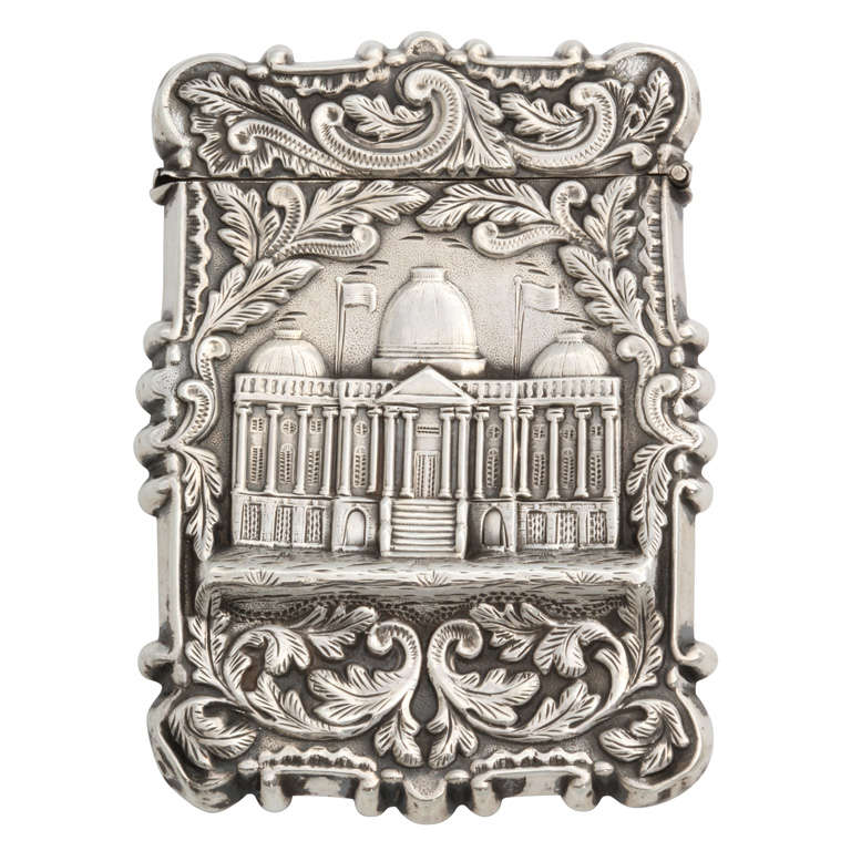 Historic Coin Silver Calling Card Case Depicting the US Capitol