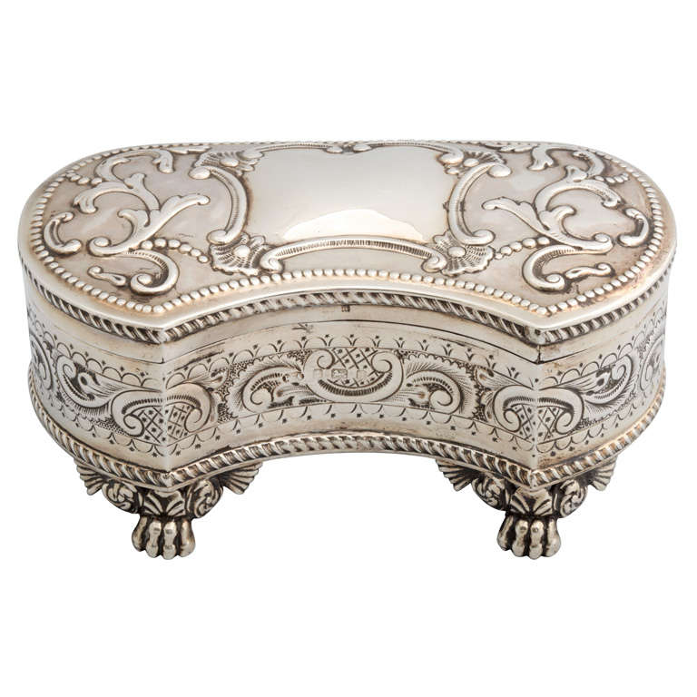 Sterling Silver Footed and Hinged Jewelry Box