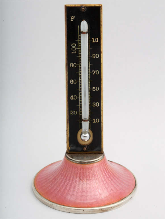Unusual Sterling Silver and Enamel Thermometer For Sale at 1stdibs