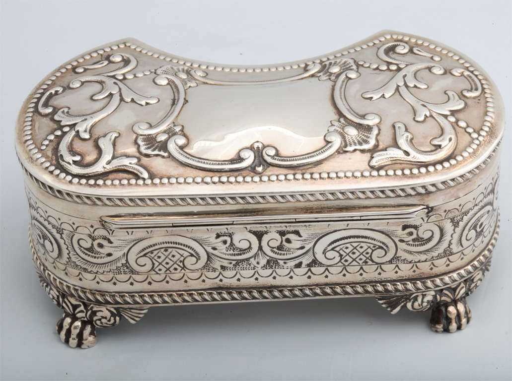 Sterling Silver Footed and Hinged Jewelry Box at 1stdibs