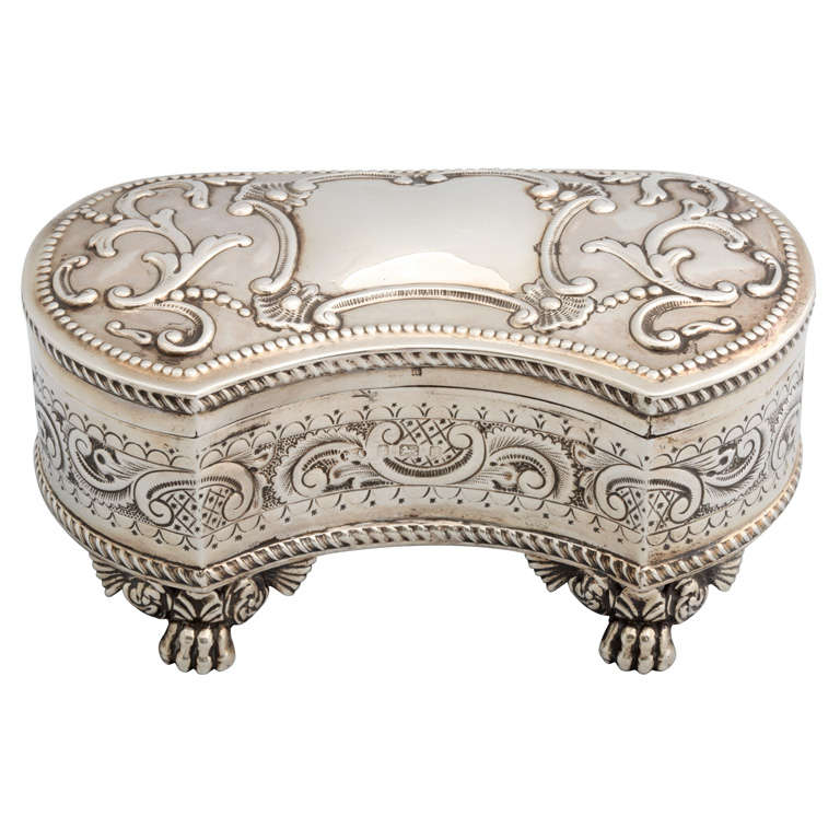 Sterling Silver Footed and Hinged Jewelry Box at 1stdibs