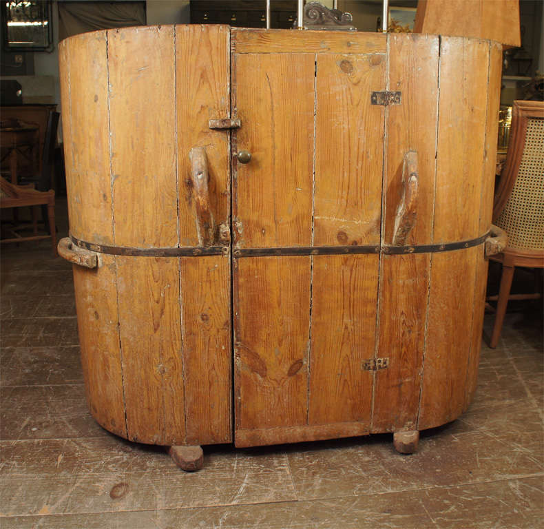 Unusual French pie safe with carrying handles that can be moved from place to place.  Metal shelving for cooling.  Great as storage cupboard.

Keywords:  Buffet, server, shelves, cabinet, sideboard.