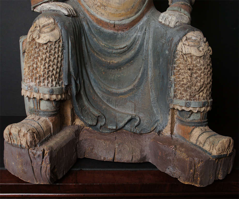 Painted Carved Wood Chinese Sculpture of a Court Official 1