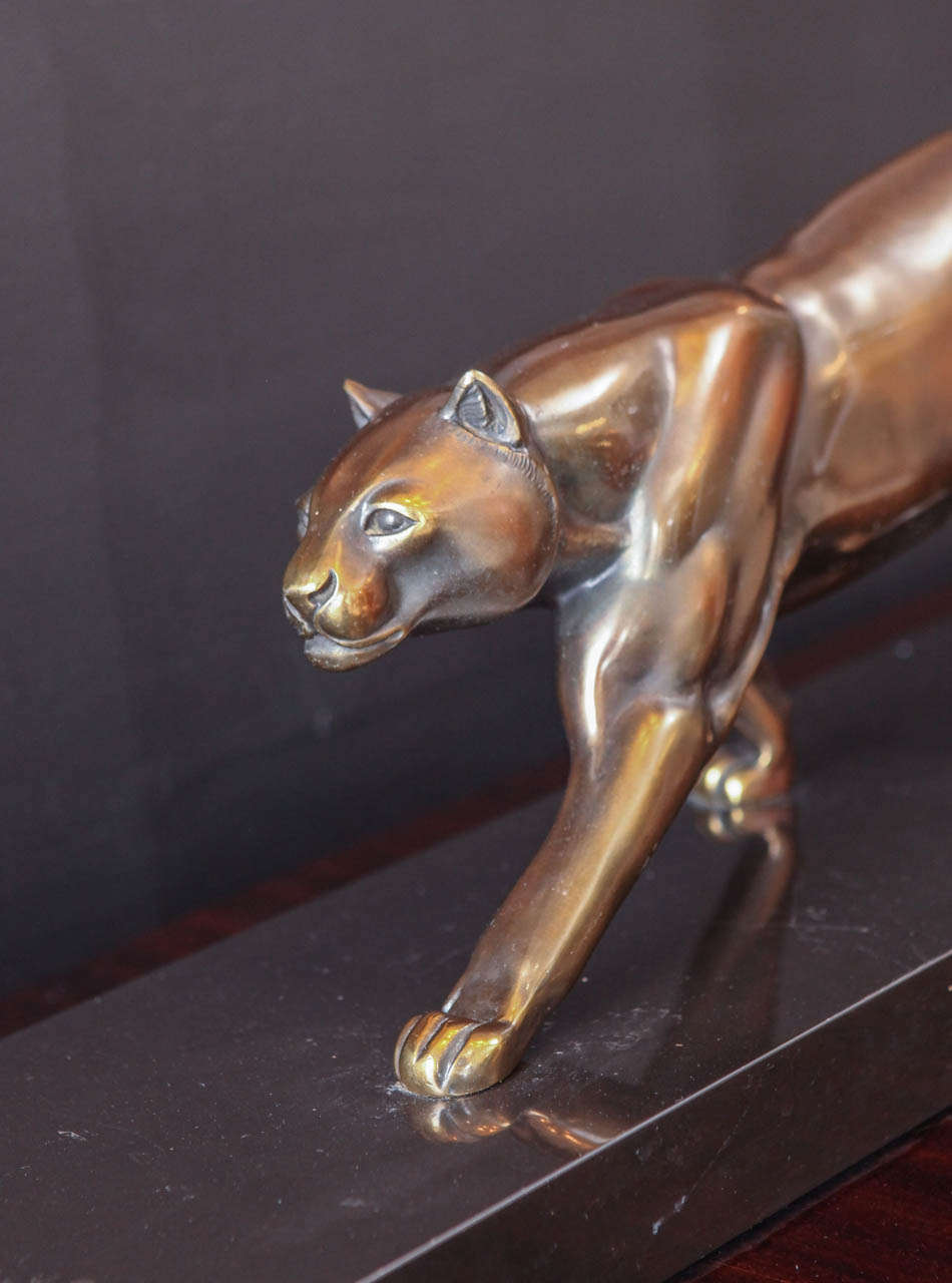 20th Century Panther on the Hunt Sculpture in Bronze