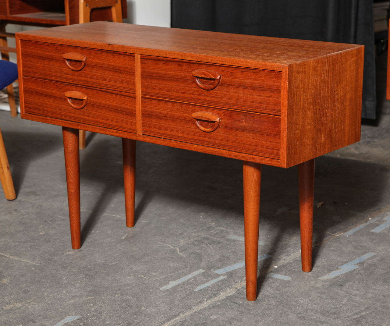 VIntage 1960s Danish teak side table by Kai Kristiansen, Pair

This Vintage Nightstand is in excellent condition, and the four drawers gives you lots of storage. The nightstand can not only be a side table but it can be used in many ways and would