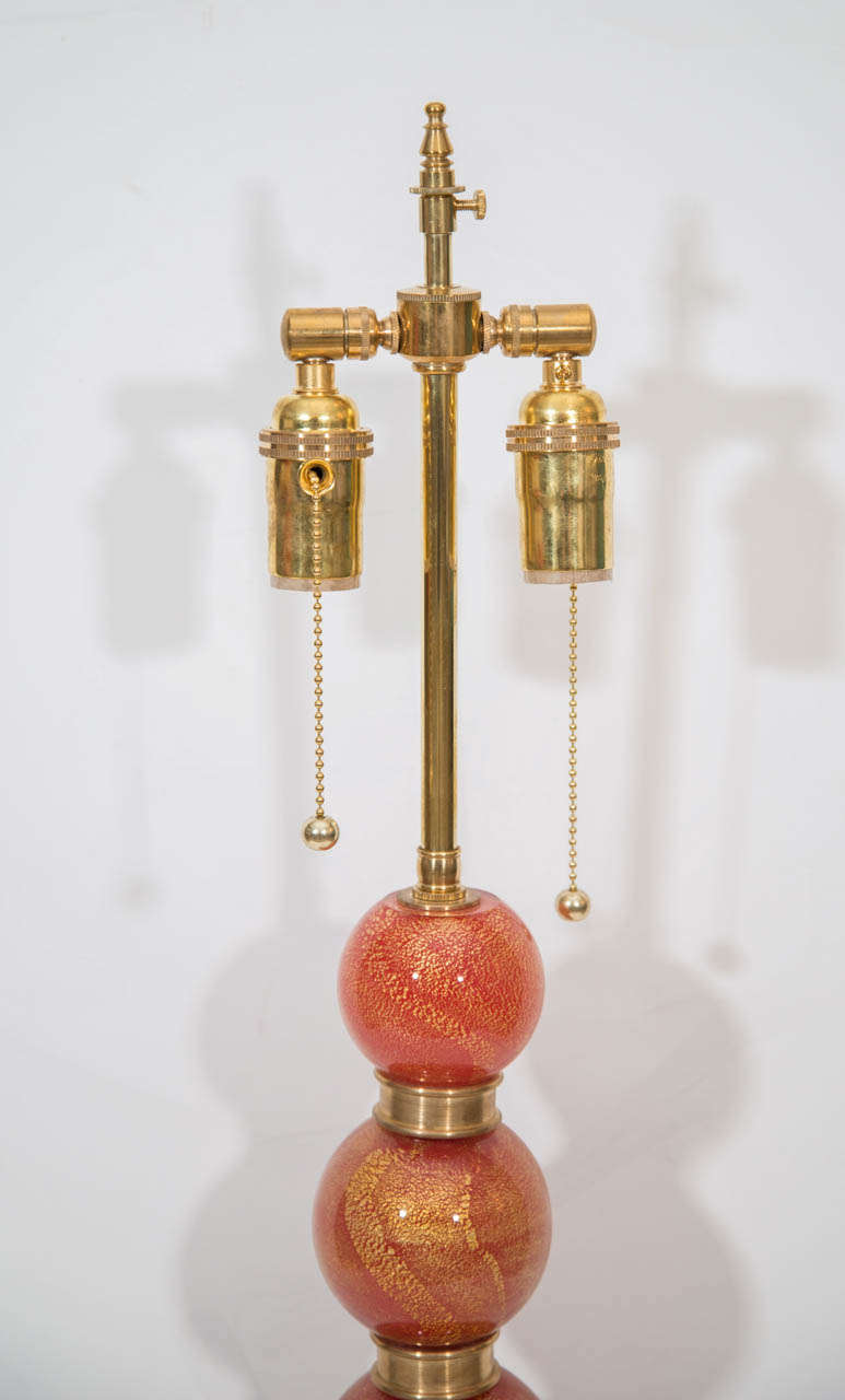 Italian A Pair of Murano Glass Lamps