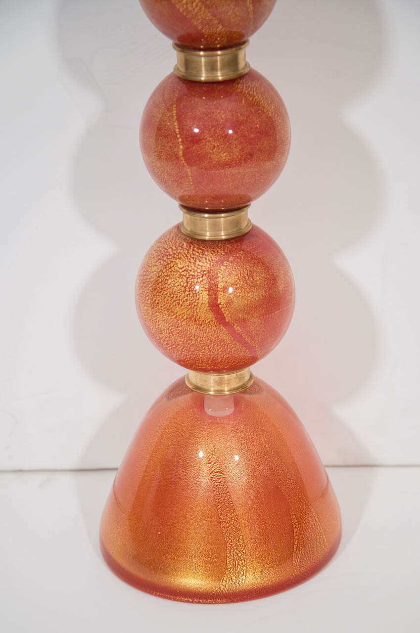 20th Century A Pair of Murano Glass Lamps