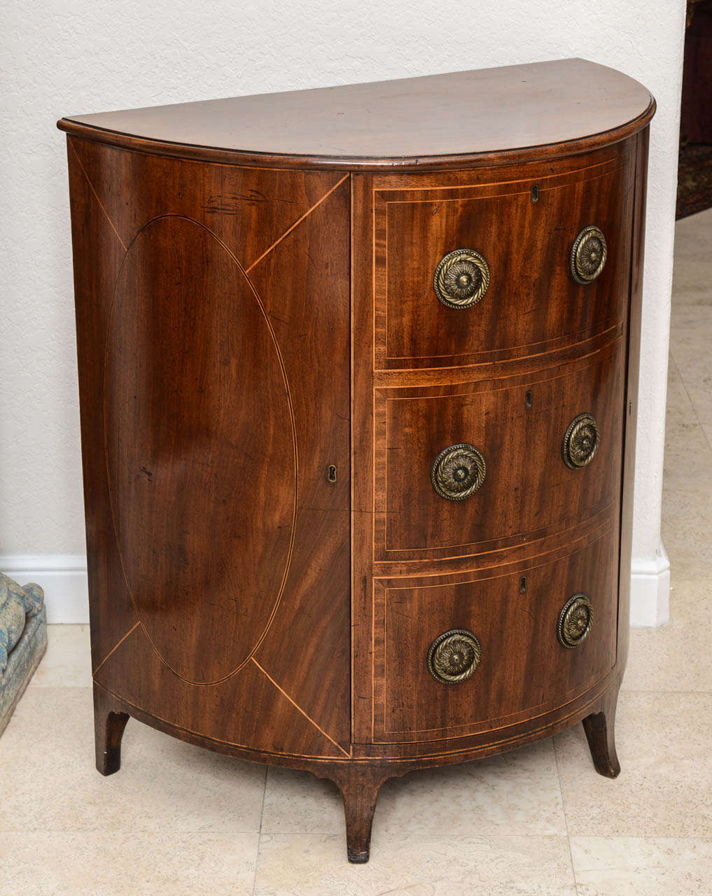 English George III Demilune Commode, 18th Century In Good Condition For Sale In West Palm Beach, FL