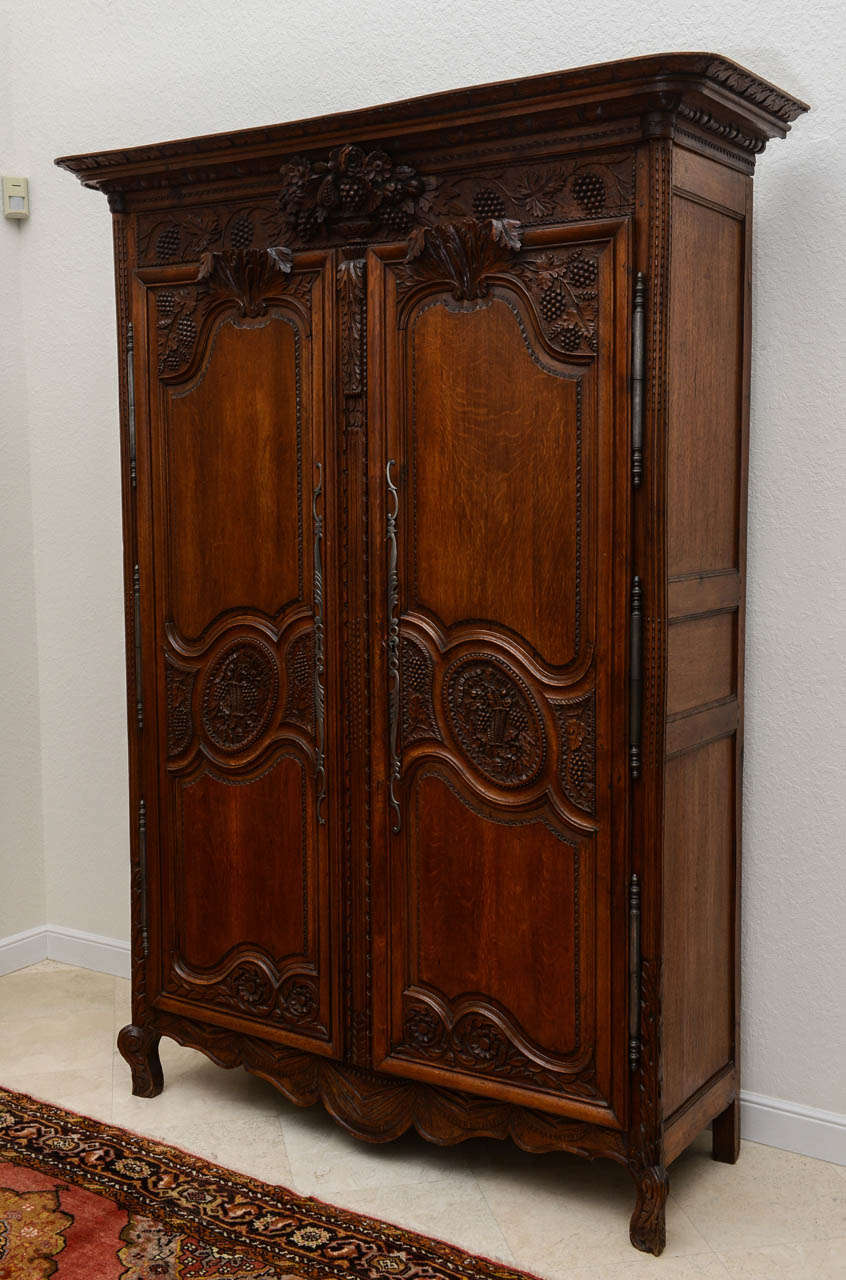 French Two-Door Armoire, 19th Century In Good Condition For Sale In West Palm Beach, FL