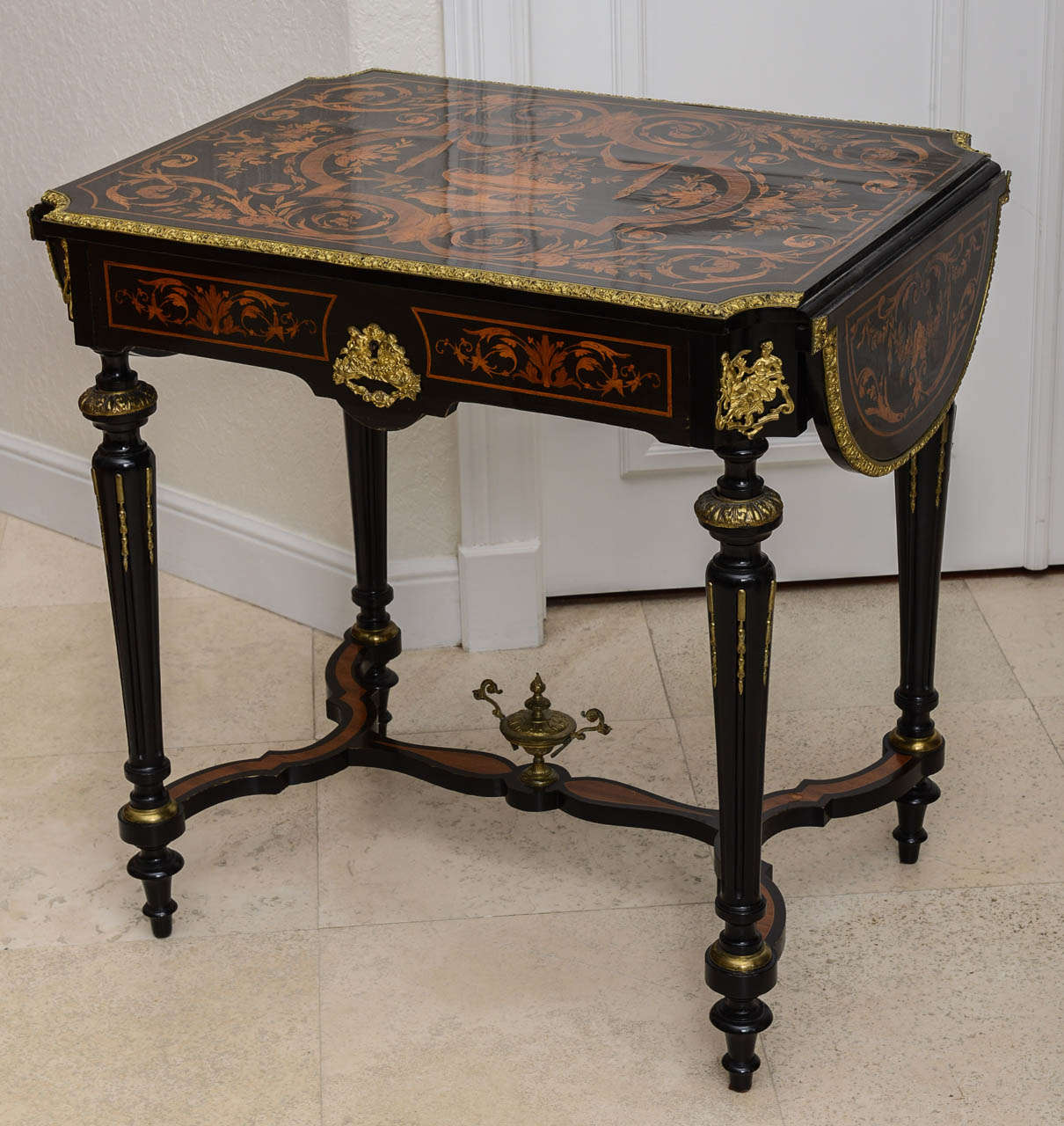 Napoleon III French Drop-Leaf Center Table, Vanity, or Desk from the 19th Century For Sale